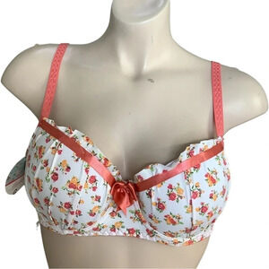 Massam Size Large Floral & Satin Underwire Bra. Made in Brazil. New with Tags